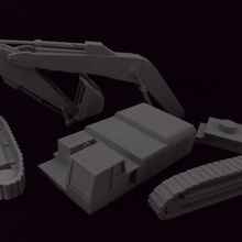 Bagger Maschine modern Terrain Fahrzeug Konstruktion streuen 3d print model - Mito3D
