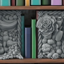 livres cuisine imprimable légume cuisinier banane raisins bibliothèque fruits poire serre scénique tomates 3d print model - Mito3D