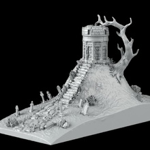 mezarlık kitap ayracı fdm korku ağaç ölümsüz pla ölüm ölü yaşayan mezar taşı senaryo odası manzara önceden desteklenen Acheron 3d print model - Mito3D