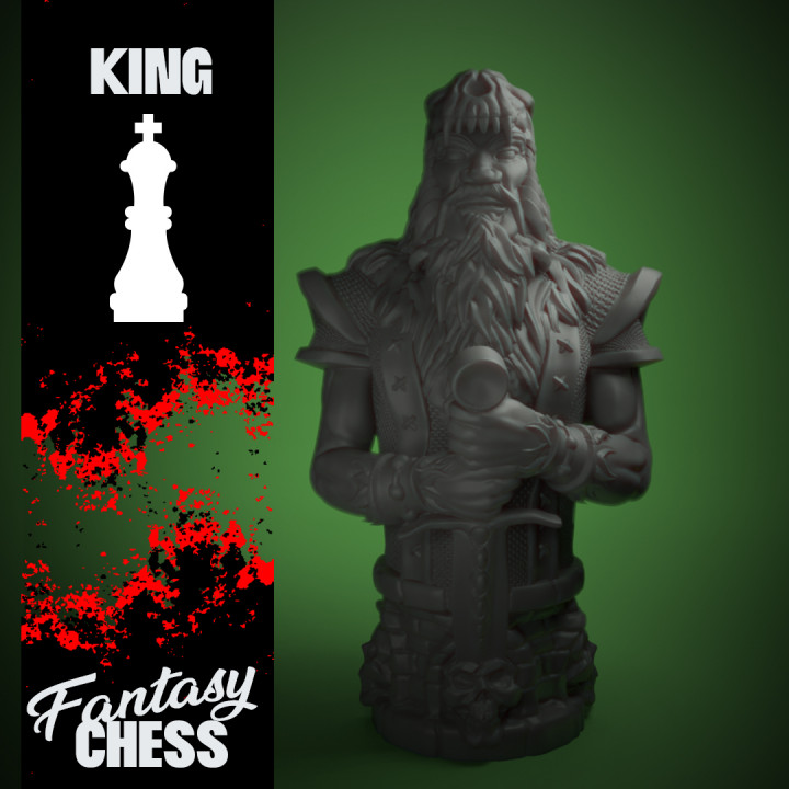 échecs Roi fantaisie style ensemble peindre jeux société monste stratégie nig 3D print model - Mito3D