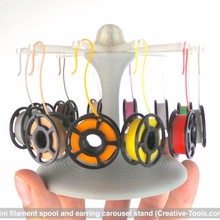mini filamento spool brinco carrossel stand jóias 3d print model - Mito3D