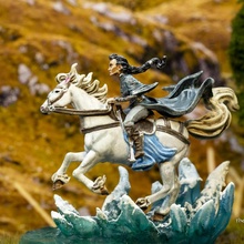 elven lady aranwen - mounted presupported toys & games elf fantasy hero rpg wargaming warhammer horse miniature lotr rider 28mm dnd frostgrave skirmish 5e pre-supported statblock 3d print model - Mito3D