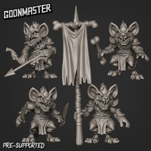 gnoll pup bundle toys & games mini banner miniature tabletop puppy werewolf beastman hyena savage goon 3d print model - Mito3D