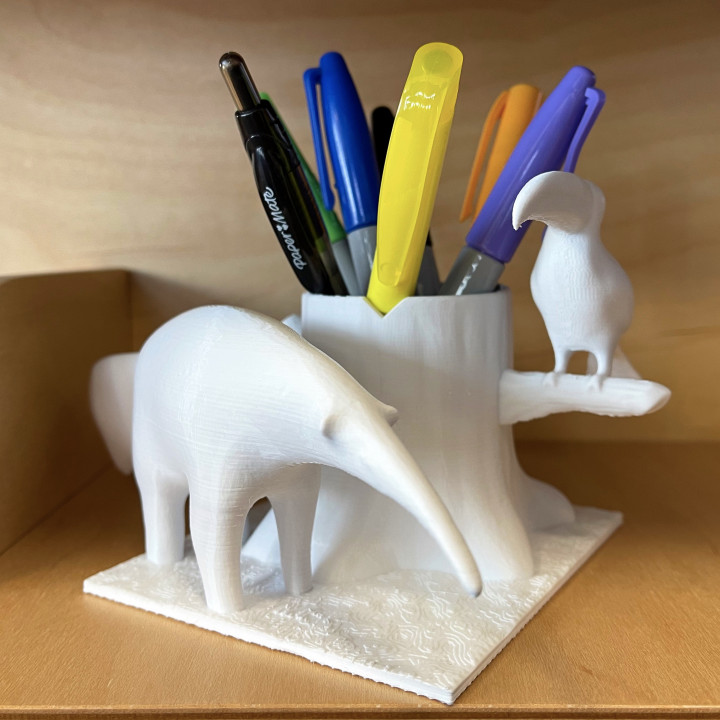 rainforest pen holder v2 fashion & accessories animal wildlife penholder anteater tucan 3D print model - Mito3D