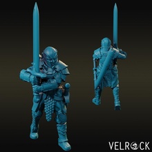 battle-scarred fighter greatsword male toys & games fantasy human knight warrior dungeons dragons armored 3d print model - Mito3D