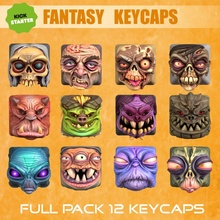fantasy keycpas toys & games demon alien art devil zombie keyboard monsters keycap 3d print model - Mito3D