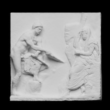 relief depicting ulysses consulting diviner teiresias scan 3d printing sculpture marble louvre male nude photogrammetry tiberius openglam 3d-printable 3d print model - Mito3D