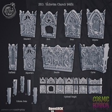 Viktorya dönemi kilise duvarlar pre supported oyuncaklar oyunlar korku modüler tapınak şakak mabet kozmik fayans açık kilit Castnplay CNP 3d print model - Mito3D