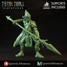 elven spearman pre-supported toys & games creature elf fantasy human miniature minis dnd presupported 3d print model - Mito3D
