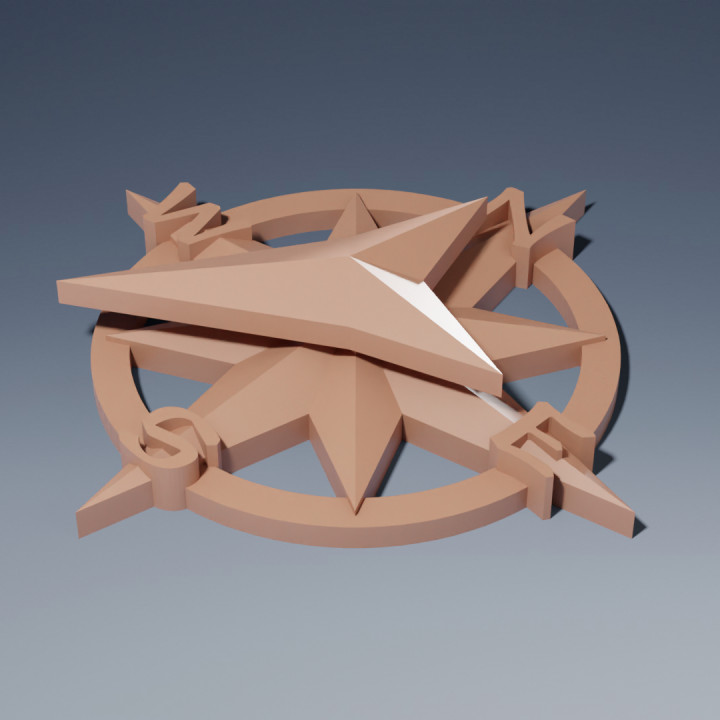 compass rose wind marker tabletop black pirate sailing ship token direction seas 3D print model - Mito3D