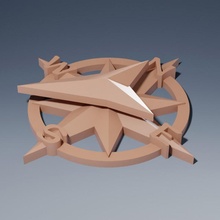 compass rose wind marker tabletop black pirate sailing ship token direction seas 3d print model - Mito3D