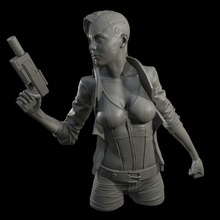 cyberpunk girl toys & games bust city female future futuristic gun highdetail sexy scifi night neon 3d print model - Mito3D