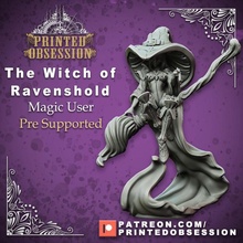 witch ravenshold - evil magic user pre-support 32mm scale d&d store 3d 40k boss dragons dungeons fantasy game gaming hell hero kickstarter mini printing raven rpg support table villian warhammer stick miniature mars hold 3d print model - Mito3D