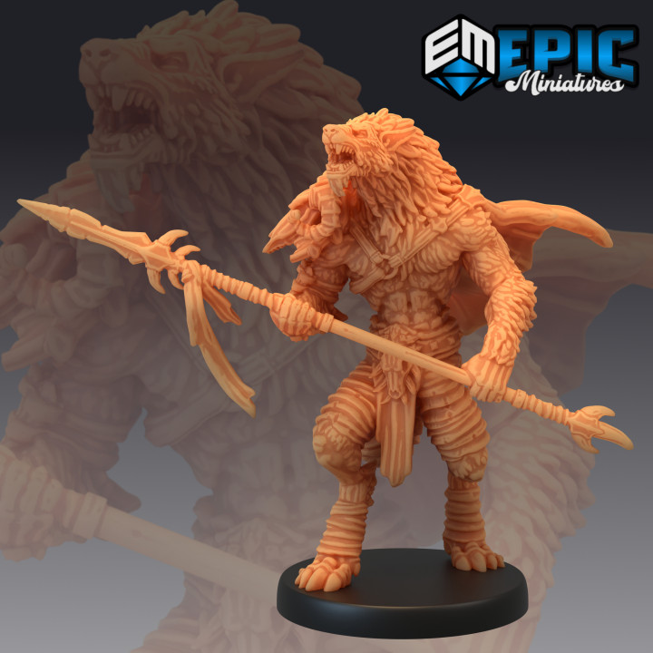 mannaro alfa uomo lupo lancia guerriero licantropo signore giocattoli Giochi fantasia Gotico orrore mostro warhammer nemico tavolo prigione dnd 3D print model - Mito3D