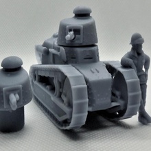 ft17 2 turrets & pilot - french army ww2 28mm wargame action bolt tank france miniature ww1 eskice renault 3d print model - Mito3D