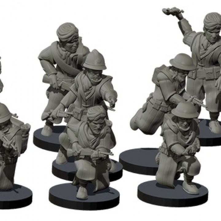 10 Goumiers askerler Fransızca Ordu ww2 28mm savaş oyunu aksiyon cıvata heykelcik asker tank minyatür ww1 Eskice gumier 3D print model - Mito3D