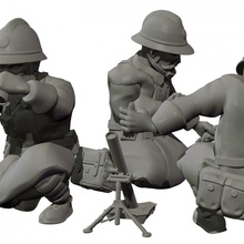 mortar crew - french army ww2 28mm wargame action bolt figurine soldier miniature eskice mortier 3d print model - Mito3D