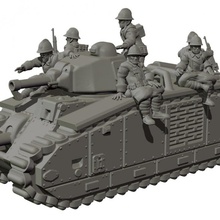 tank riders - french army ww2 28mm wargame action bolt miniature rider eskice chevaucheur 3d print model - Mito3D