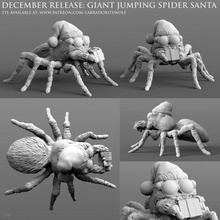 gigante saltar araña Papa Noel Navidad criatura mini compañero miniatura mesa dnd mazmorras dragones claus familiar labradorita animal d 3d print model - Mito3D