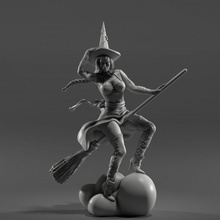 gothic style pinup - winstarr witch sexy vintage magic broom 100mm 75mm 1940's 1950's 3d print model - Mito3D