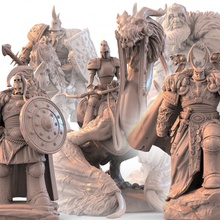Dragão cavaleiros agrupar loja fantasia tampo mesa 3d print model - Mito3D