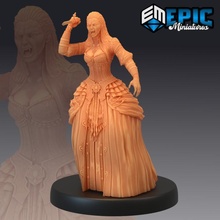 vampire lady attacking victorian female undead dagger dress fantasy gothic horror medieval monster rpg enemy tabletop dungeon dnd pathfinder npc 3d print model - Mito3D