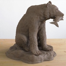 urso pardo Urso peixe loja animal natureza escultura selvagem animais selvagens filhote truta salmão 3d print model - Mito3D