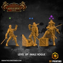 level rogue - male 3x modular 32mm scale miniatures presupported store pirate dungeonsanddragons daggers karambit pathfinder rapier dandd dualwield swashbuckler 3d print model - Mito3D