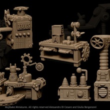gnitkroot jollies workshop dungeon props set store modular terrain toy steampunk miniature resin mojibake 3d print model - Mito3D