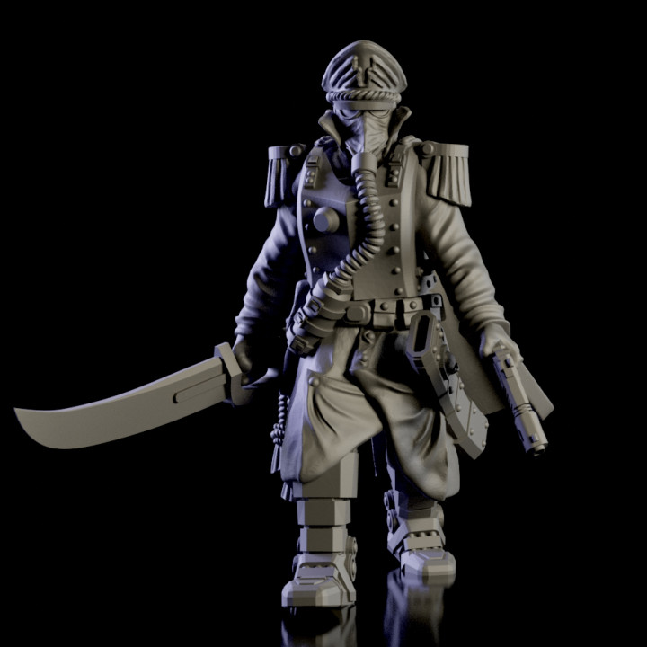 commissar imperial force 40k army board games guard human red soldier miniature death cult tabletop 28mm makers skifi 40000 krieg korps 3D print model - Mito3D