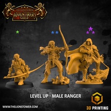 level ranger- male 3x modular 32mm scale miniatures presupported archer rpg miniature dungeonsanddragons ranger wargame pathfinder dualwield 3d print model - Mito3D