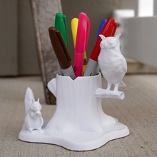 floresta caneta suporte v2 animal coruja animais selvagens porta canetas esquilo 3d print model - Mito3D