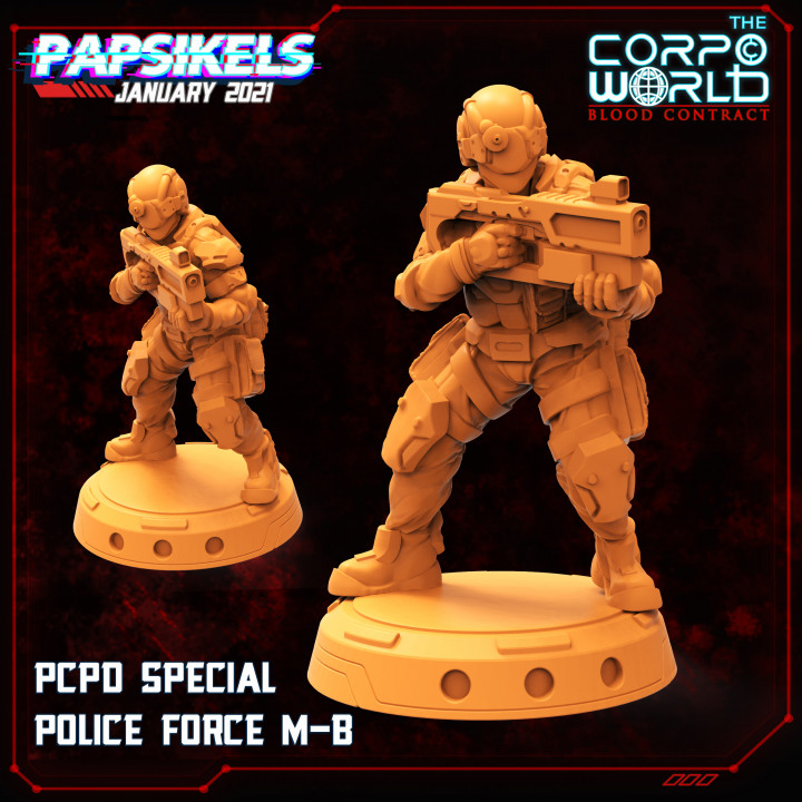 pcpd special police force m-b soldier miniature cyberpunk elite squad swat 3D print model - Mito3D