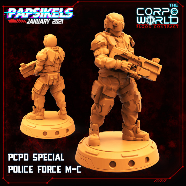 pcpd especial policía fuerza m c miniatura cyberpunk aplastar 3D print model - Mito3D