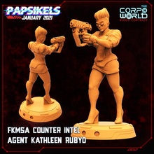 fkmsa counter intel agent kathleen rubyo miniature cyberpunk corpo 3d print model - Mito3D