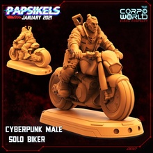cyberpunk male solo biker miniature rider mercenary cyberpunk2077 cyberpunkred 3d print model - Mito3D