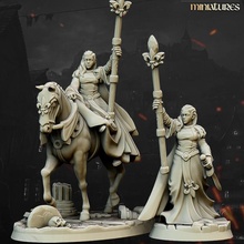 damsel lady - highlands miniatures medieval woman horse women kingdom witcher spell 28mm 32mm sorcerer nun nuns bretonnia equitaine 3d print model - Mito3D