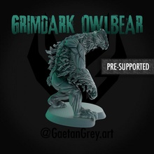 grimdark owlbear animal bear beast dark detailed dungeons fantasy figure grim monster owl dnd presupported pre-supported darkfantasy grinninggod gritty tattered 3d print model - Mito3D