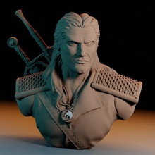 Geralt Rivia Cadı büst Henry Cavill kılıç beyaz Kurt fanart büyücü witcher3 Geraltofrivia beyazlar Kasapofblaviken Henrycavill 3d print model - Mito3D