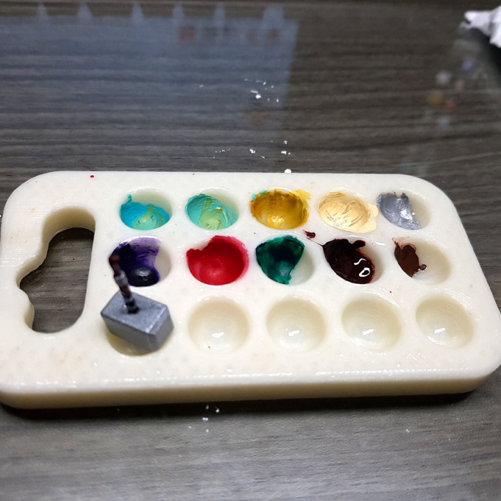 acrylic paint palette pallet 3D print model - Mito3D