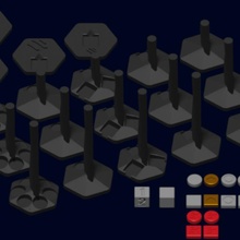 hexagonal navio carrinhos nave espacial tampo mesa jogo guerra impulso total full thrust argosy command 3d print model - Mito3D