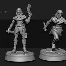 cultists female human miniature scifi tabletop wargame foundry gang sarks 3d print model - Mito3D