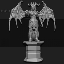 estatua demonio reina fantasía hembra terreno ciencia ficción mesa juego guerra fundición cultistas pandilla sarks 3d print model - Mito3D