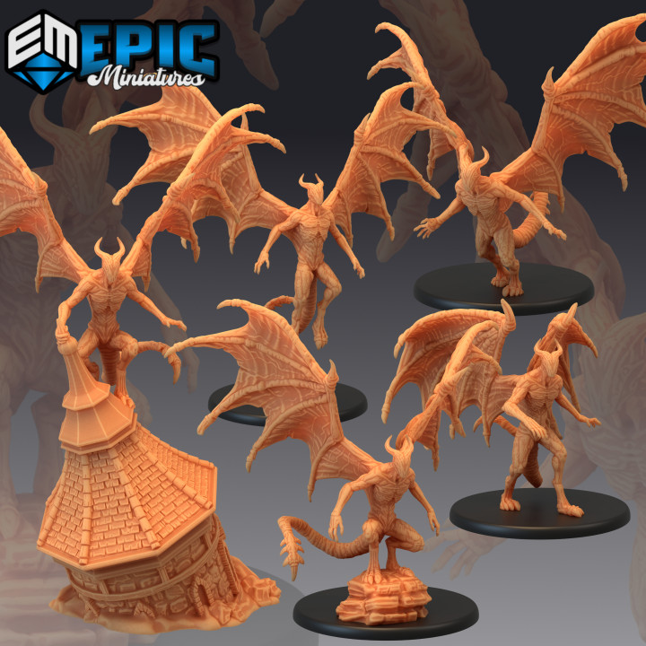 noche demacrado conjunto lovecraft entidad cósmico horror colección demonio fantasía monstruo rpg enemigo mesa cthulhu calabozo gárgola dnd pionero 3D print model - Mito3D