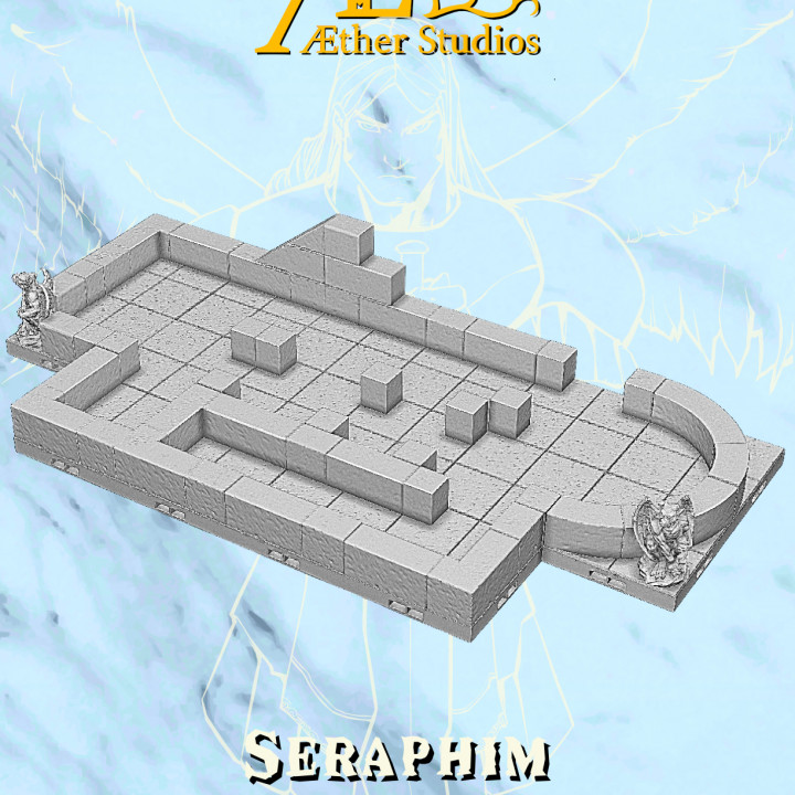 seraphim short wall store greek roman sculpture temple terrain marble church deity statues cathedral tiles angelic angels openlock tileset monastery dragonbite aether dragonlock dungeonlock aetherstudios 3D print model - Mito3D