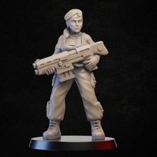 soldado fêmea favorável loja arma fogo sci fi Soldado miniatura tampo mesa jogo guerra 3d print model - Mito3D