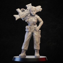 Soldat weiblich Waffe Schulter Geschäft Gewehr sci fi Miniatur Tischplatte Kriegsspiel 3d print model - Mito3D