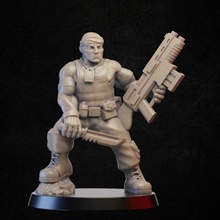 soldado arma fogo faca loja sci fi Soldado miniatura tampo mesa 3d print model - Mito3D