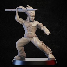 indian warrior throws spear store miniature tabletop wildwest 3d print model - Mito3D