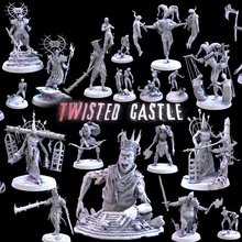 twisted castle mini monster mayhem release store fantasy gaming knight medieval rpg skeleton undead zombie death evil skulls tabletop gore jester executioner 3d print model - Mito3D